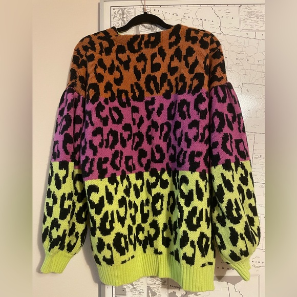Farm Rio Mixed Leopard Neon Cardigan - Picture 3 of 7